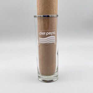 Vintage Diet Pepsi Retro Wave Logo 6.75" Tall Silver Rim Drinking Glass Tumbler